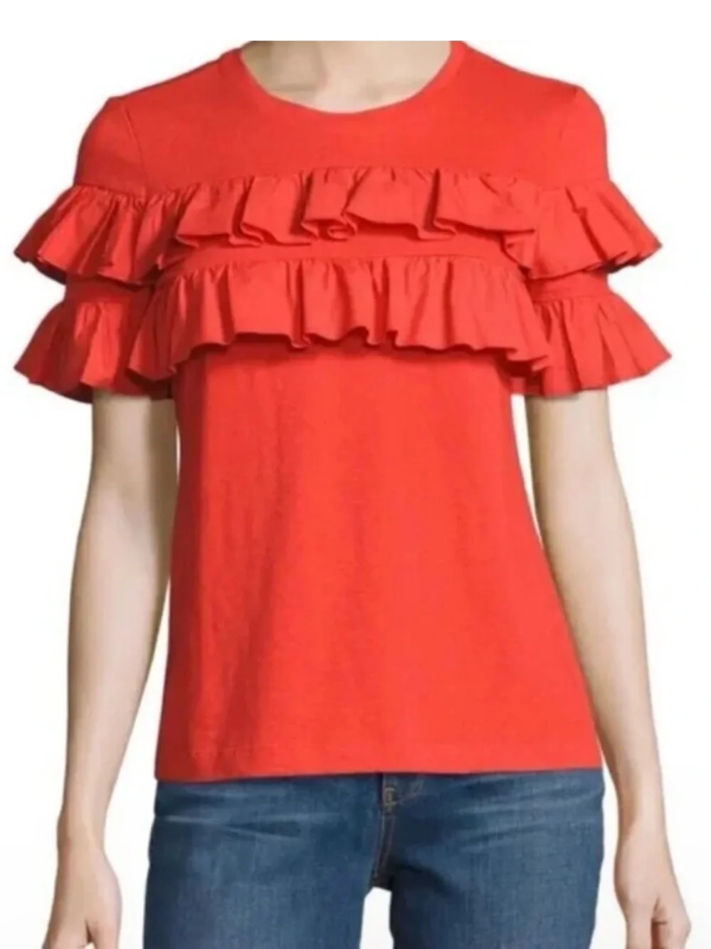 Tory Burch Lenox T shirt ruffled sz L